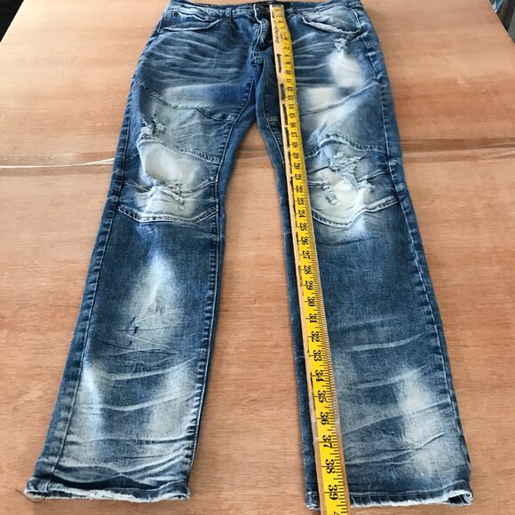 Jordan Craig Sean Legacy Edition Jeans Men Blue 34x32 Distressed Destroyed - Picture 5 of 14